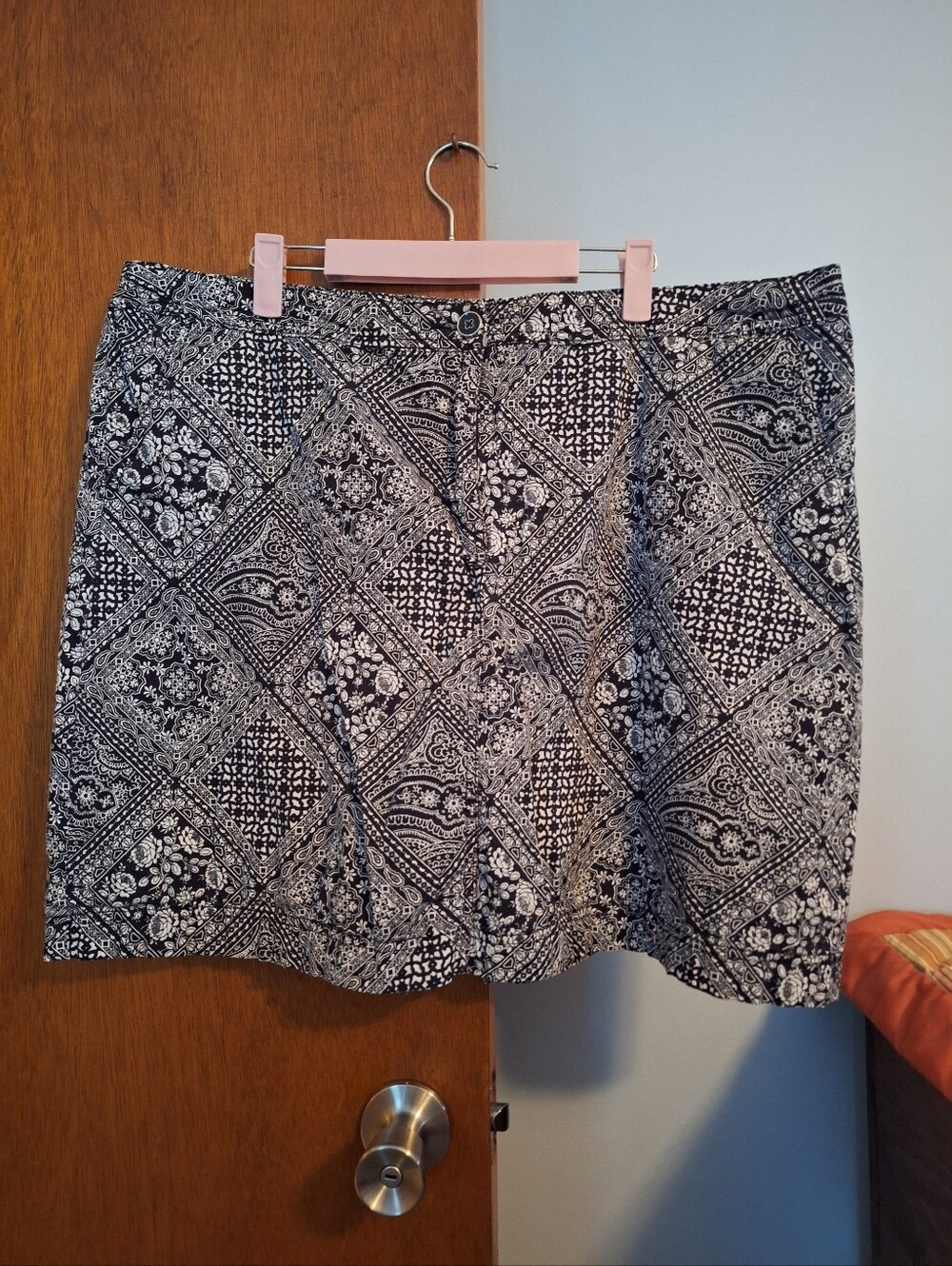 Karen Scott Navy and White Floral Printed Knee Length Skort Women's Size 18W